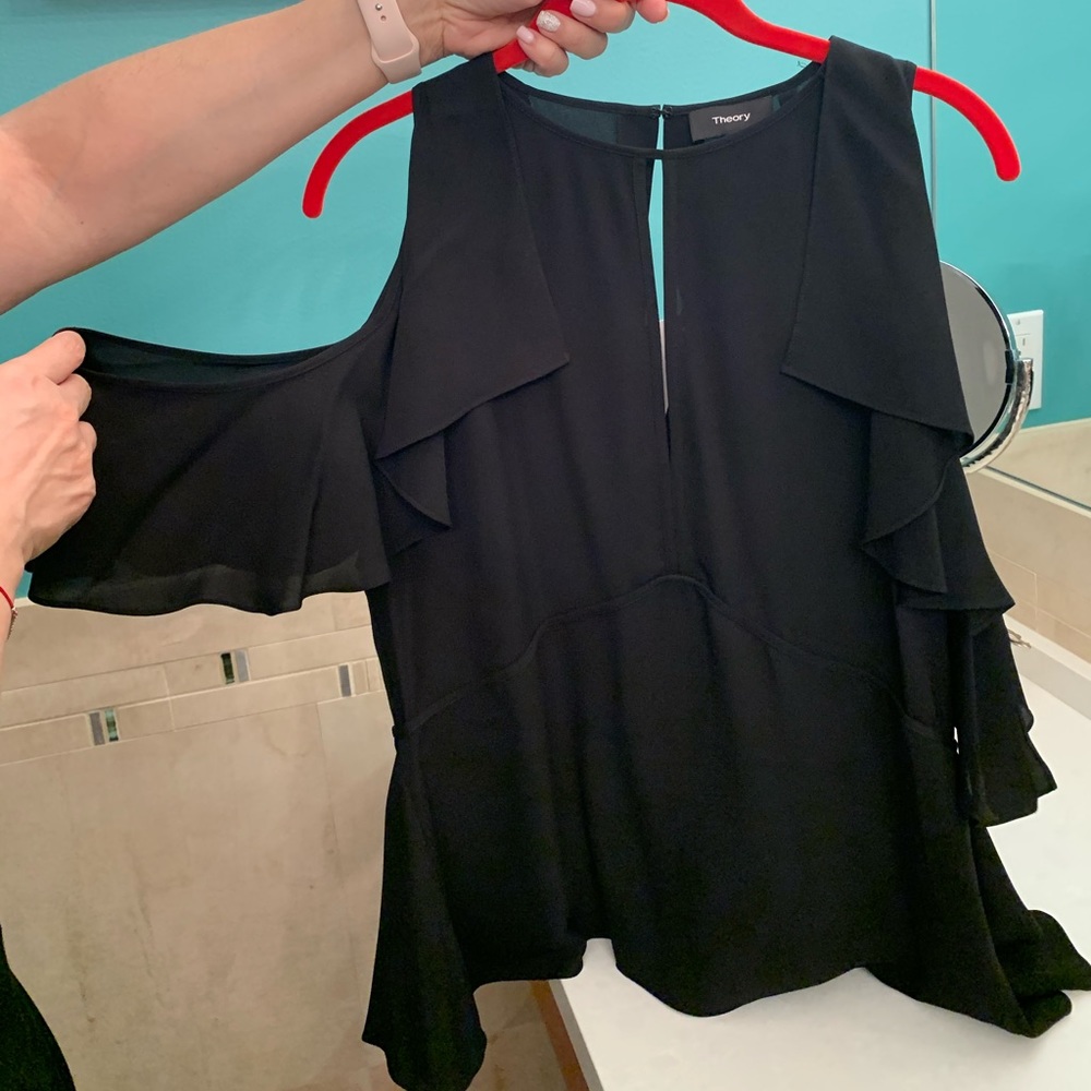 Desiraya B Cold Shoulder Silk Blouse
